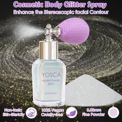 Yosca close-up shimmer texture showing fine iridescent particles for smooth sparkle