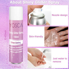 Yosca spray in use on hair adding instant silver sparkle and stage-ready shine