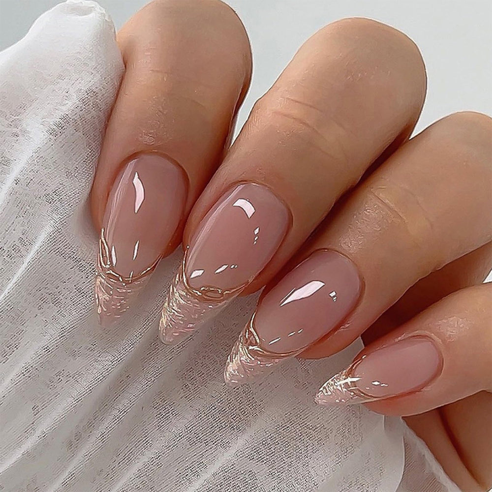 YOSOMMK front packaging showing 24 pink French-tip nails and included kit benefits