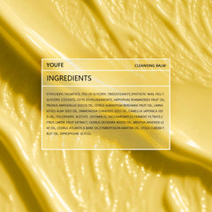 YOUFE balm being massaged on face to demonstrate effective makeup removal
