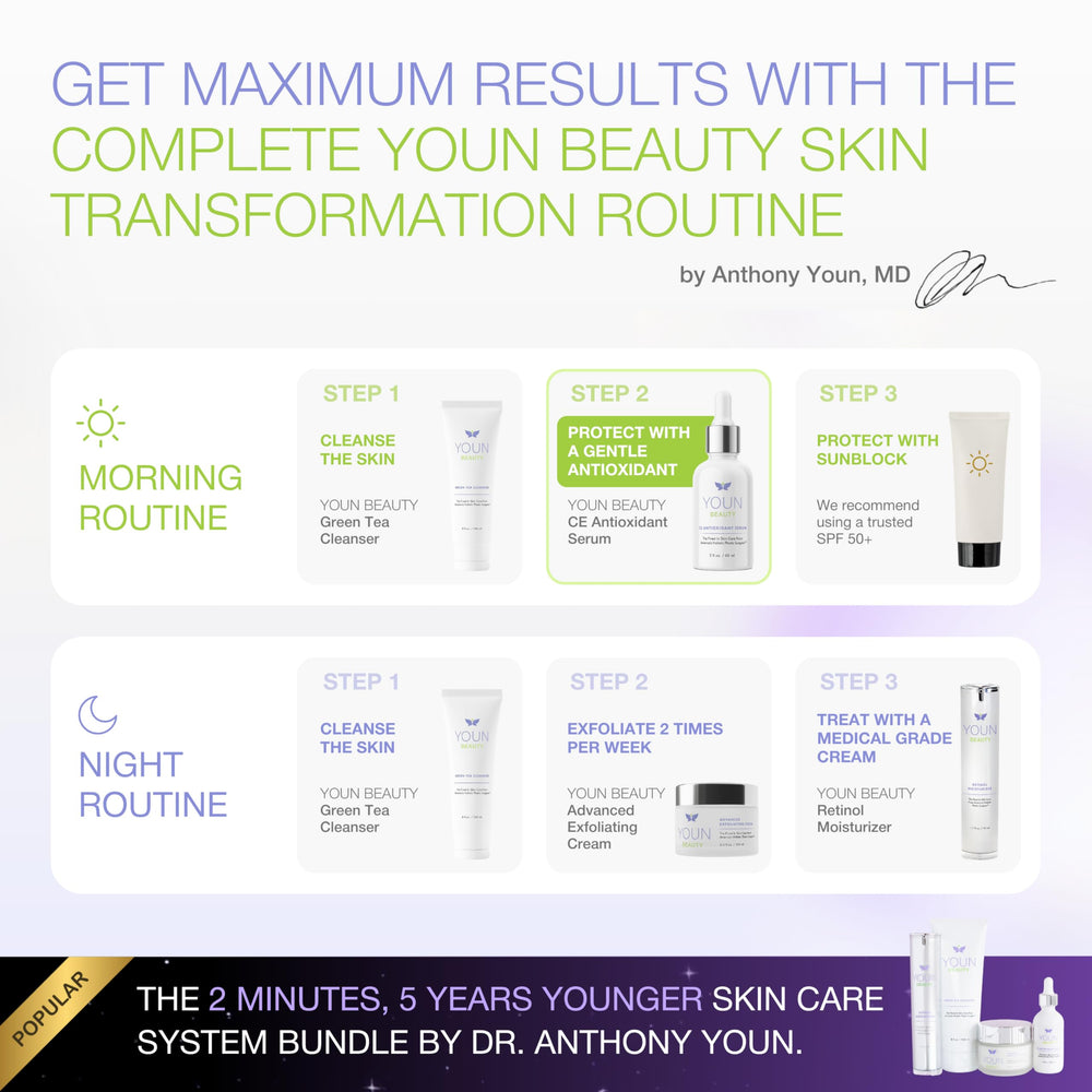 YOUN Beauty in bathroom routine demonstrating easy daily application