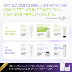 YOUN Beauty in bathroom routine demonstrating easy daily application