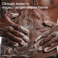Youth To The People hand pouring wash in shower for easy application