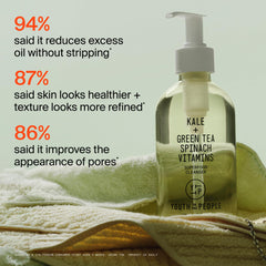 Youth To The People hand pumping cleanser demonstrating easy makeup removal benefit