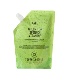 Youth To The People refill pouch front view showing product and sustainability benefit