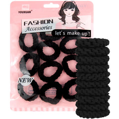 YOUXUAN front view of 10-pack black hair ties showing compact packaging and value
