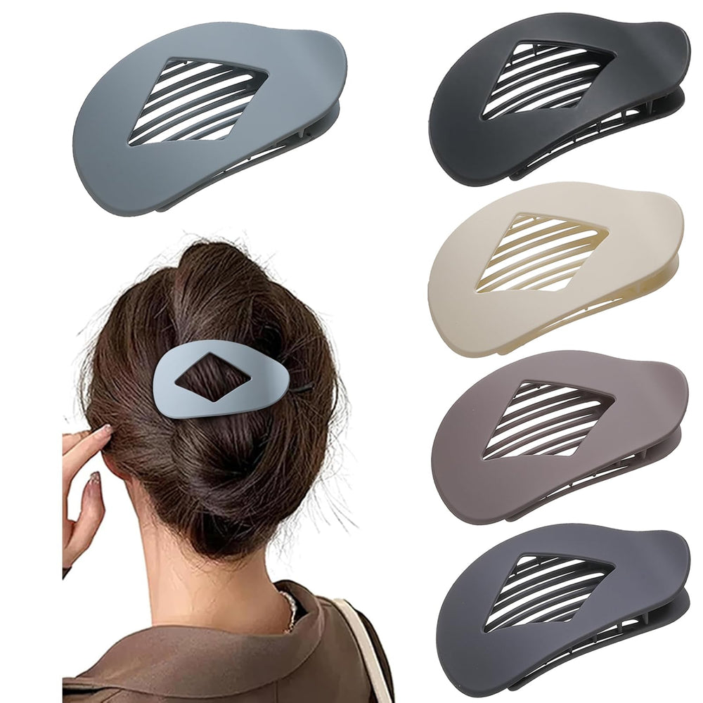 Yswulj front view of five matte-blue flat duckbill clips showing compact pack and style benefit
