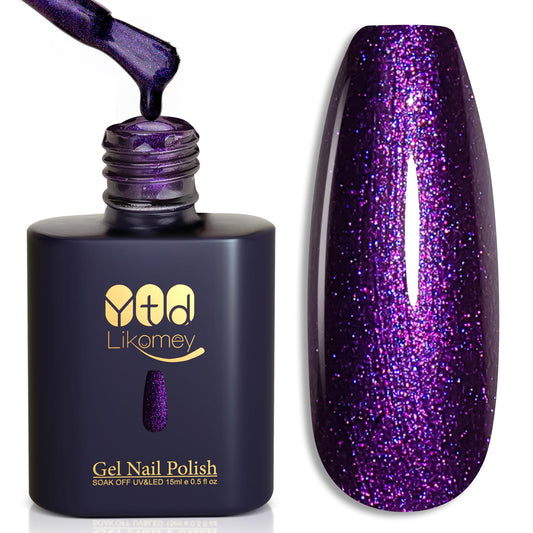 YTD Likomey front bottle showing vintage purple glitter for standout shine