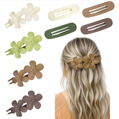 YTQDSS front view of eight flat and floral claws showing color options and benefits