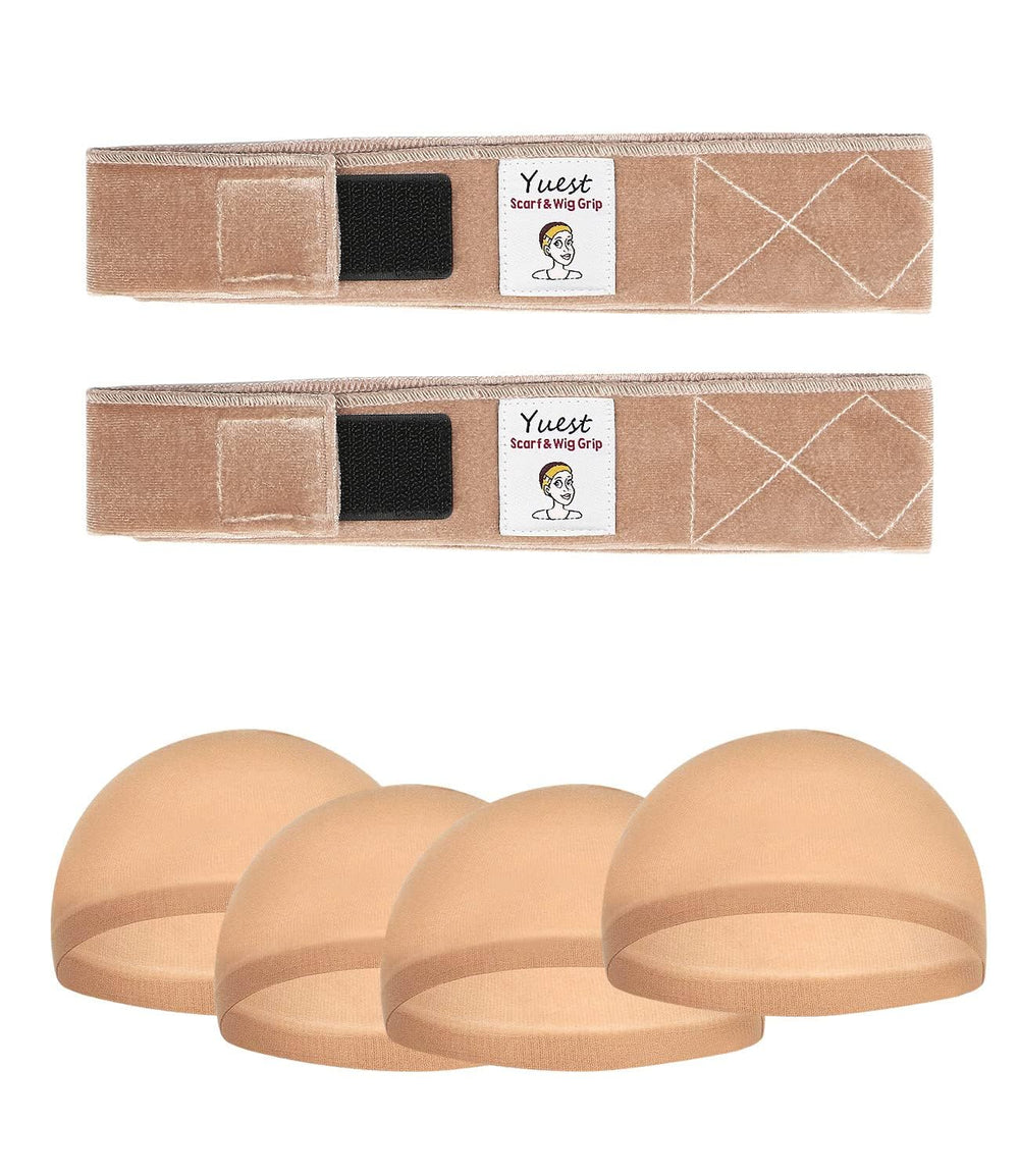 Yuest front packaging showing two wig grip bands and four caps, convenient set