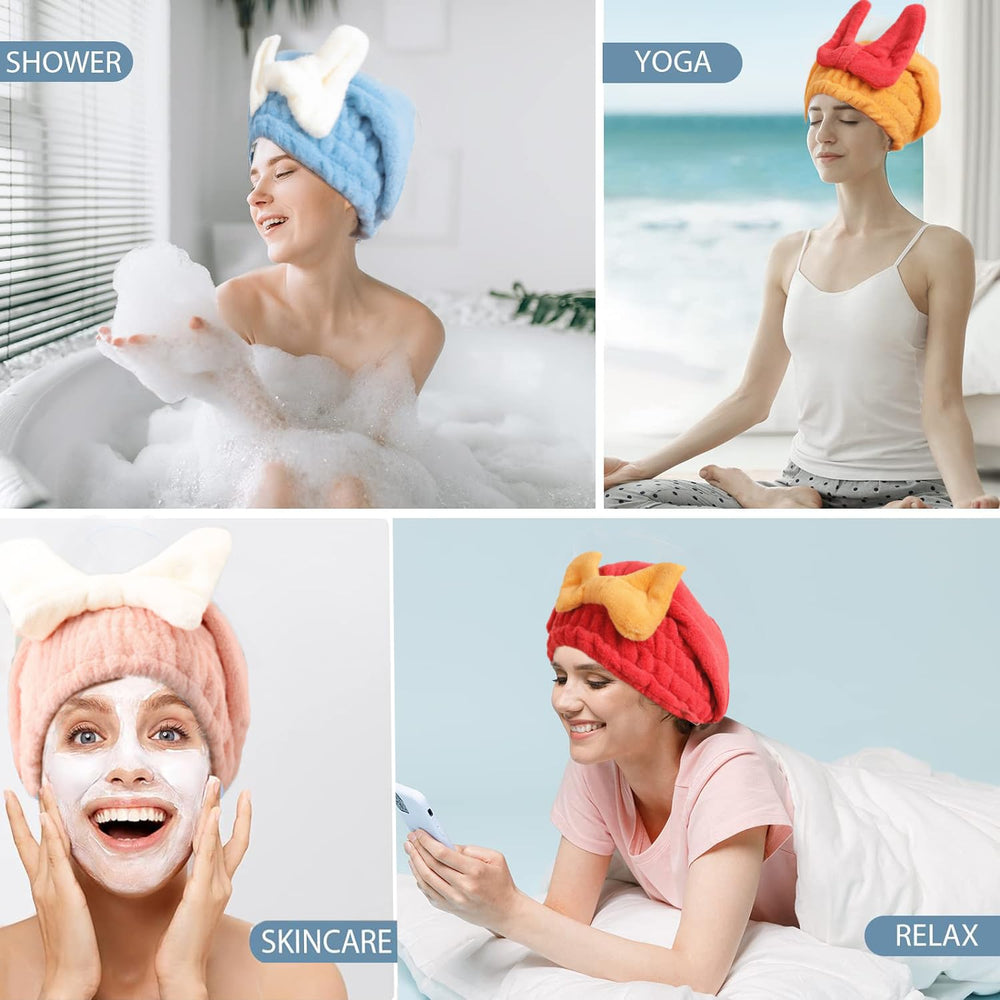 YUMINGUHC turban in bathroom lifestyle scene showing practical use during skincare routines