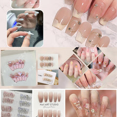YUNEEHA lifestyle wear shot of press-on manicure showing waterproof durability