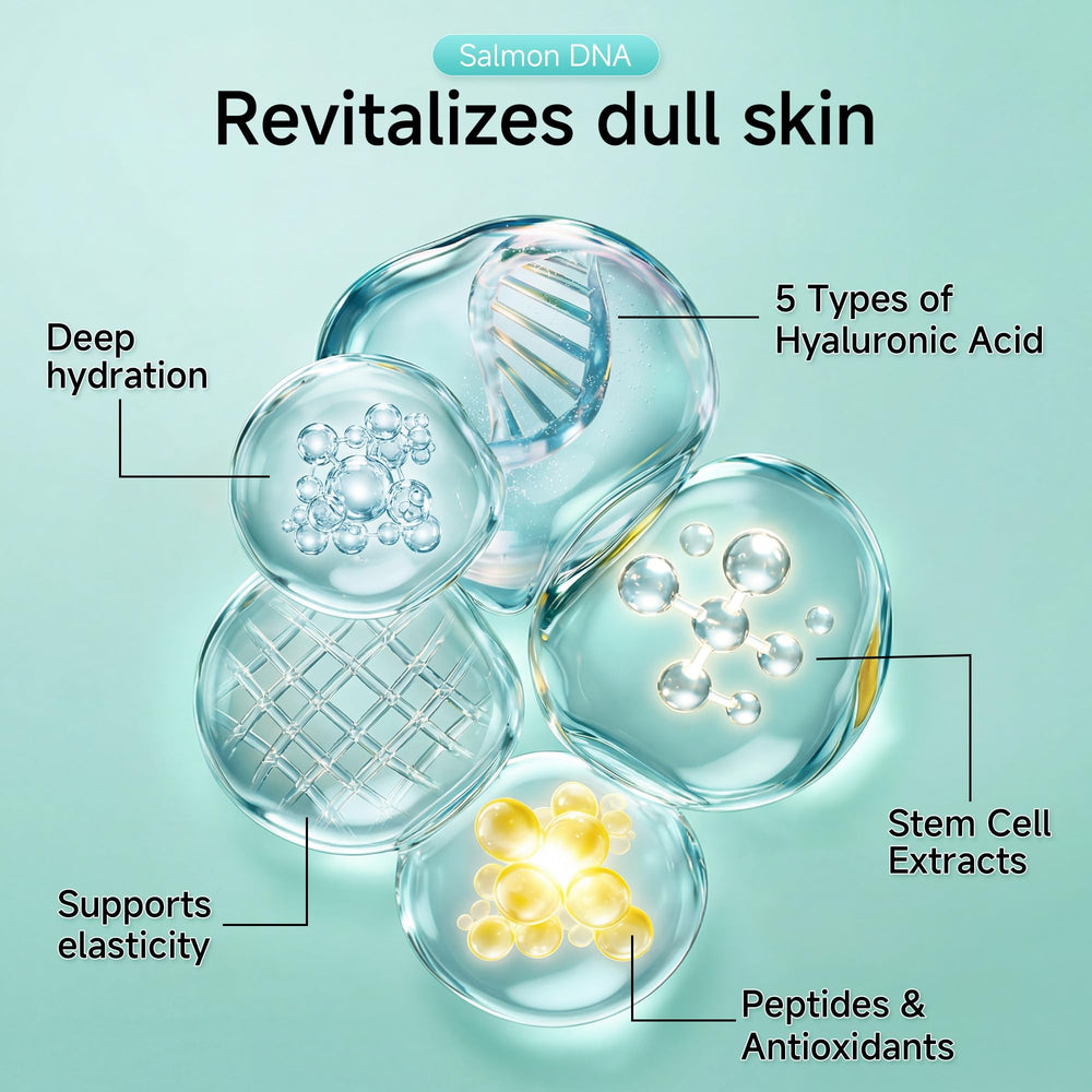 YUOJUNES serum droplet on fingertip demonstrating lightweight hydration