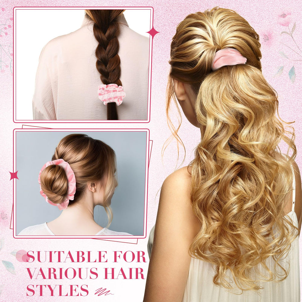 Yuxung scrunchie worn in a ponytail showing secure hold and flattering look