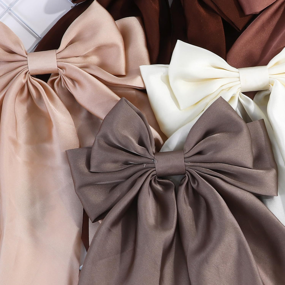 YWAOAIJD brown bow clipped in low ponytail for polished, long-wear hold