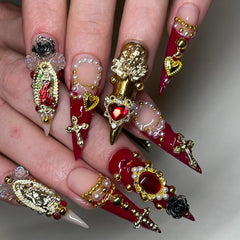 ZAKCBEAUR charms applied on acrylic nails demonstrating secure, long-lasting accents