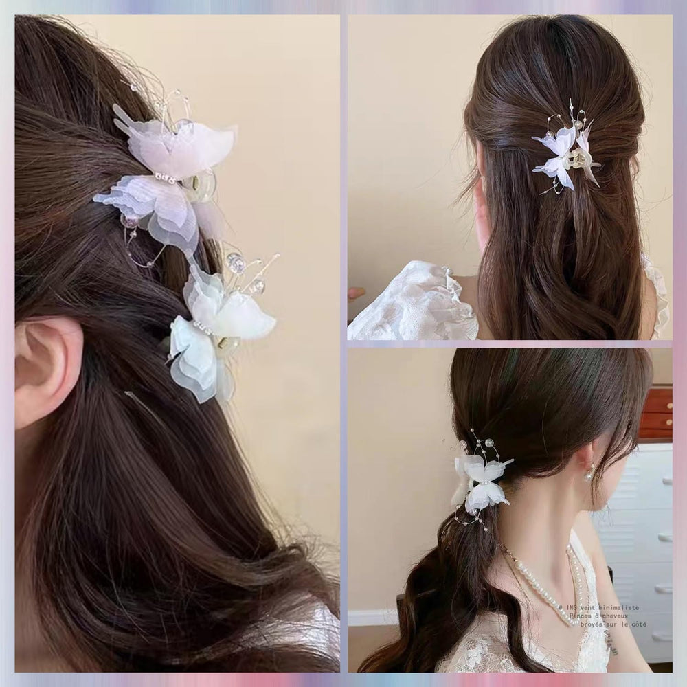 Zanwell pink and white clips on satin showing color pairing and wedding-ready look