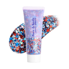 ZARICS front packaging showing patriotic red white blue glitter for event-ready shine
