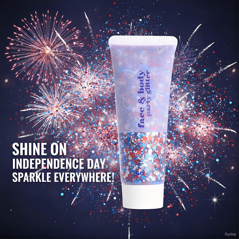 ZARICS glitter on outfit in lifestyle shot adding patriotic sparkle and style