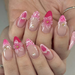 ZASKHLD front packaging of pink press-on nails showing kit contents and benefits