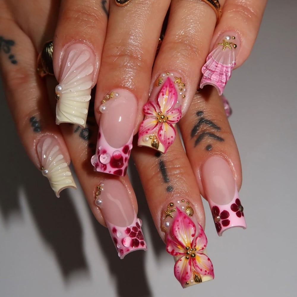 ZASKHLD front packaging showing full 24-piece summer nail kit and included tools