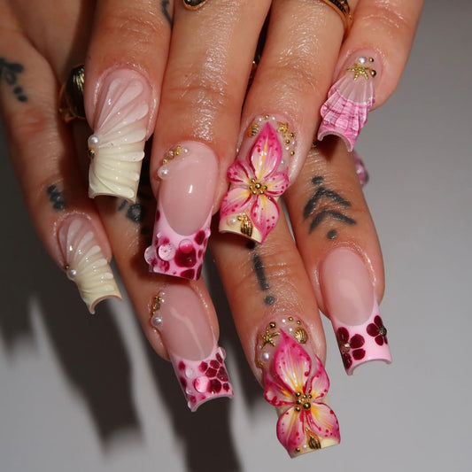 ZASKHLD front packaging showing full 24-piece summer nail kit and included tools