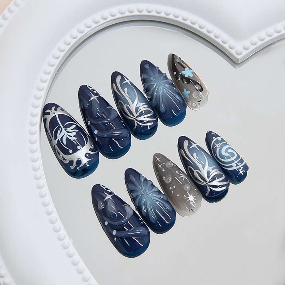 zaskhld side profile of almond-shaped nail highlighting length and smooth curved tip for elegance
