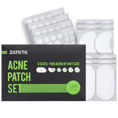 ZATKTK front packaging showing 138 acne patches and benefits