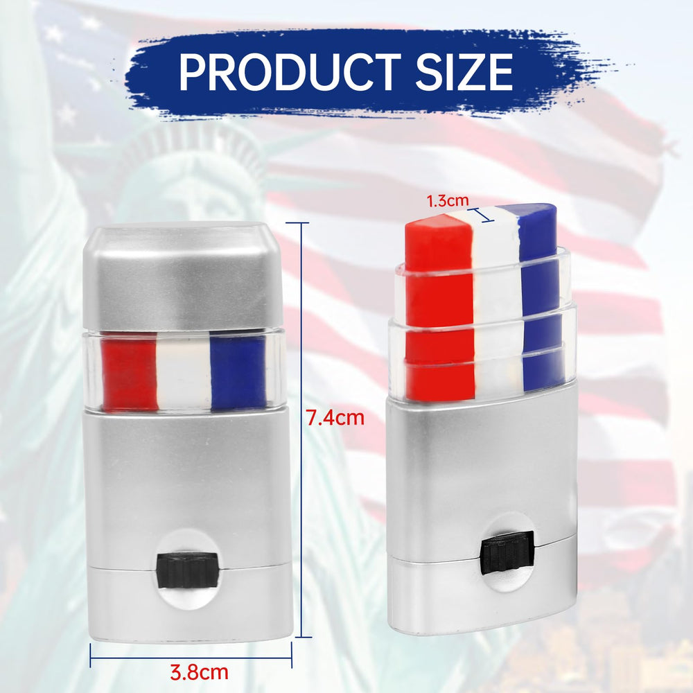 Zayin applied on cheek creating sharp patriotic stripes for eye-catching celebration looks