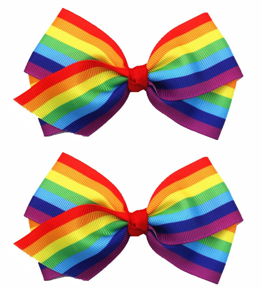 ZCYYYS front packaging showing two rainbow bow clips and clear sizing benefit