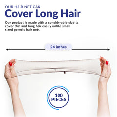 ZefeqCo hair net stretched over bun demonstrating secure containment and tidy style benefit