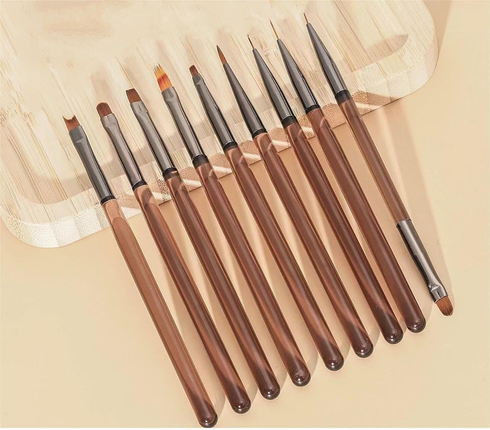 ZEOHBETY nine brushes laid out displaying variety for versatile styling