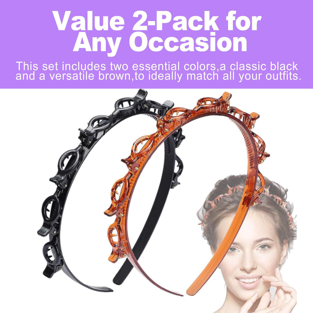 Model wearing ZeriLion headband creating a twist braid demonstrating quick DIY hairstyle benefit of neat hold