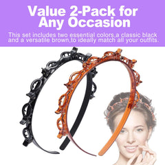 Model wearing ZeriLion headband creating a twist braid demonstrating quick DIY hairstyle benefit of neat hold