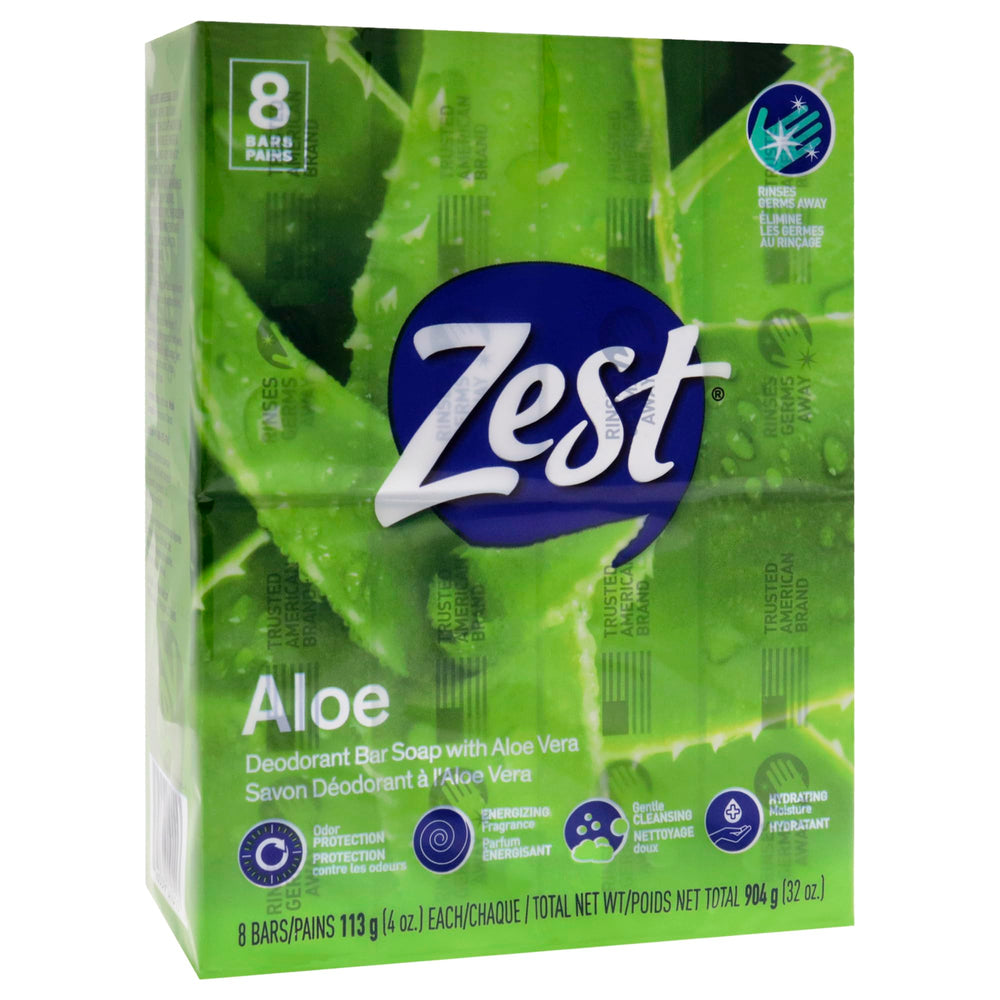 Zest single 4 ounce Fresh Aloe bar displaying shape and smooth finish