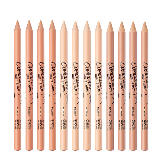 ZEVNI front view of 12-piece concealer kit showing three color trios for versatile coverage