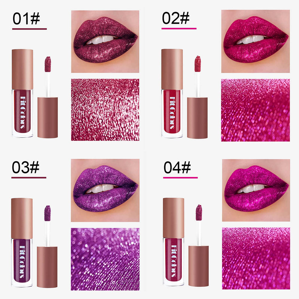 ZEVNI lip application before and after demonstrating matte-to-glitter transformation, visible boost