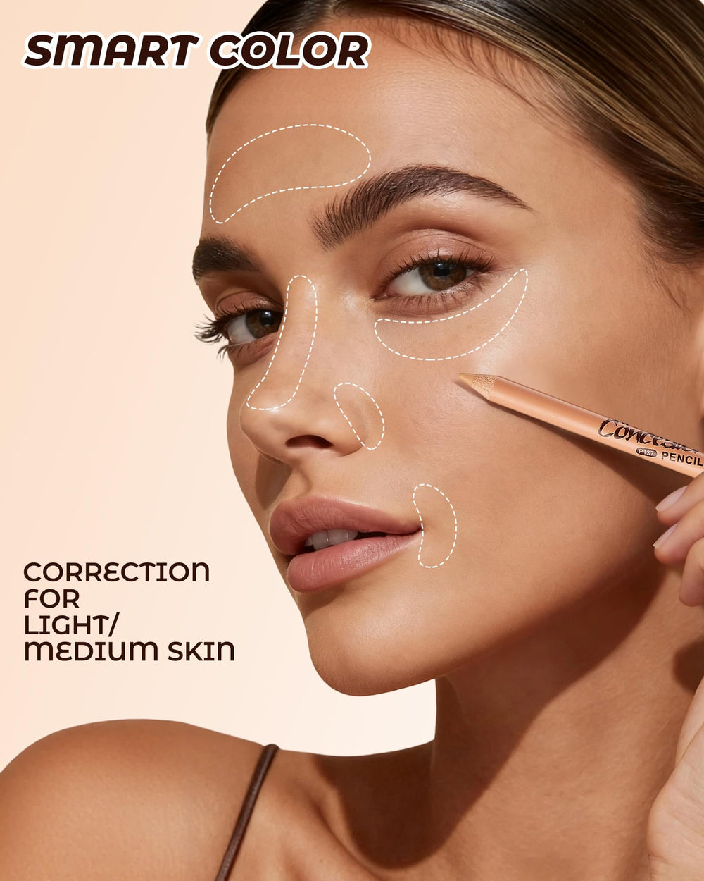 ZEVNI close-up of the three pencil shades highlighting blendable color correction benefits
