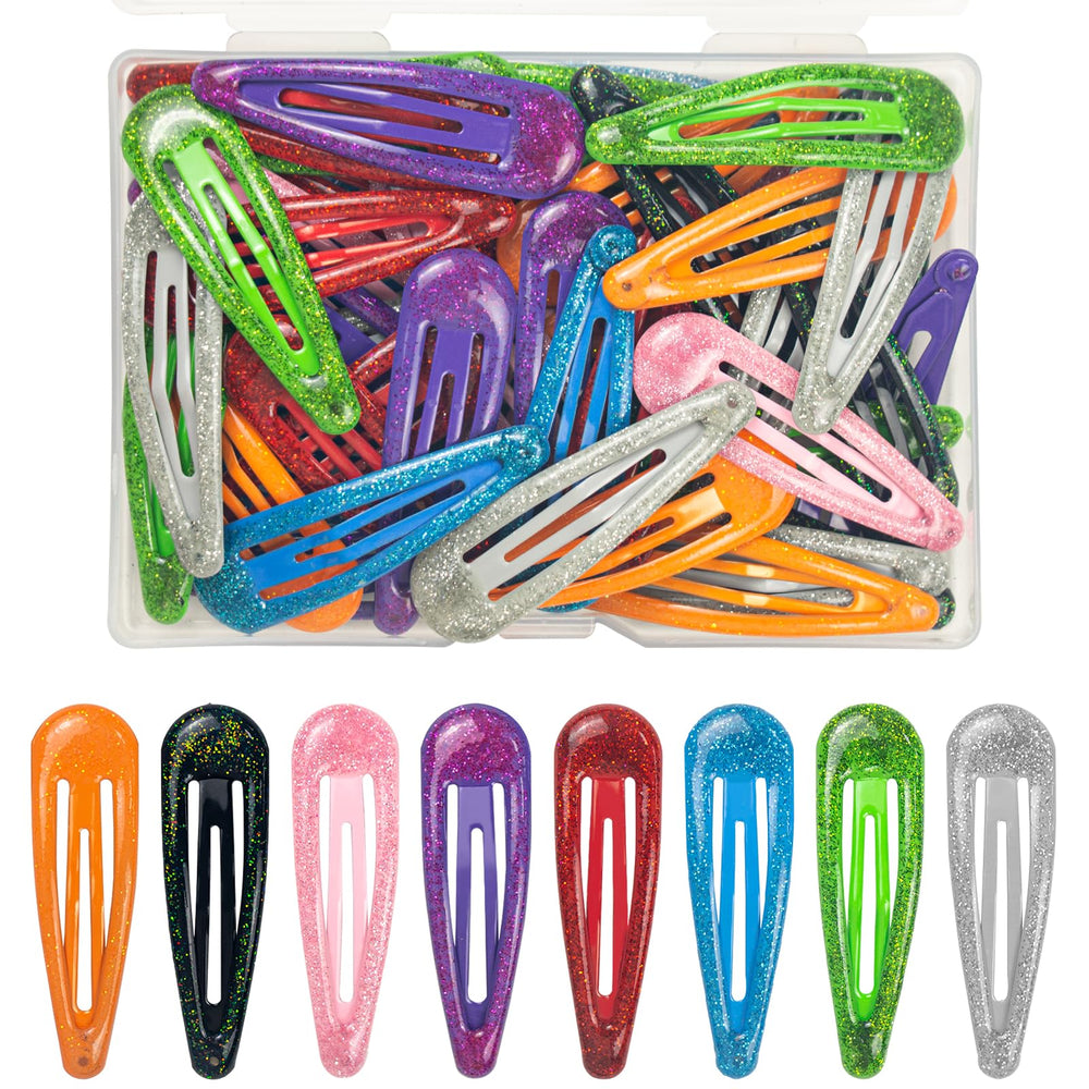 ZGQHZR front packaging showing 48 glitter snap clips, ideal for styling variety