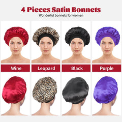 ZHENSILK bonnet worn on model in bed keeping curls intact overnight