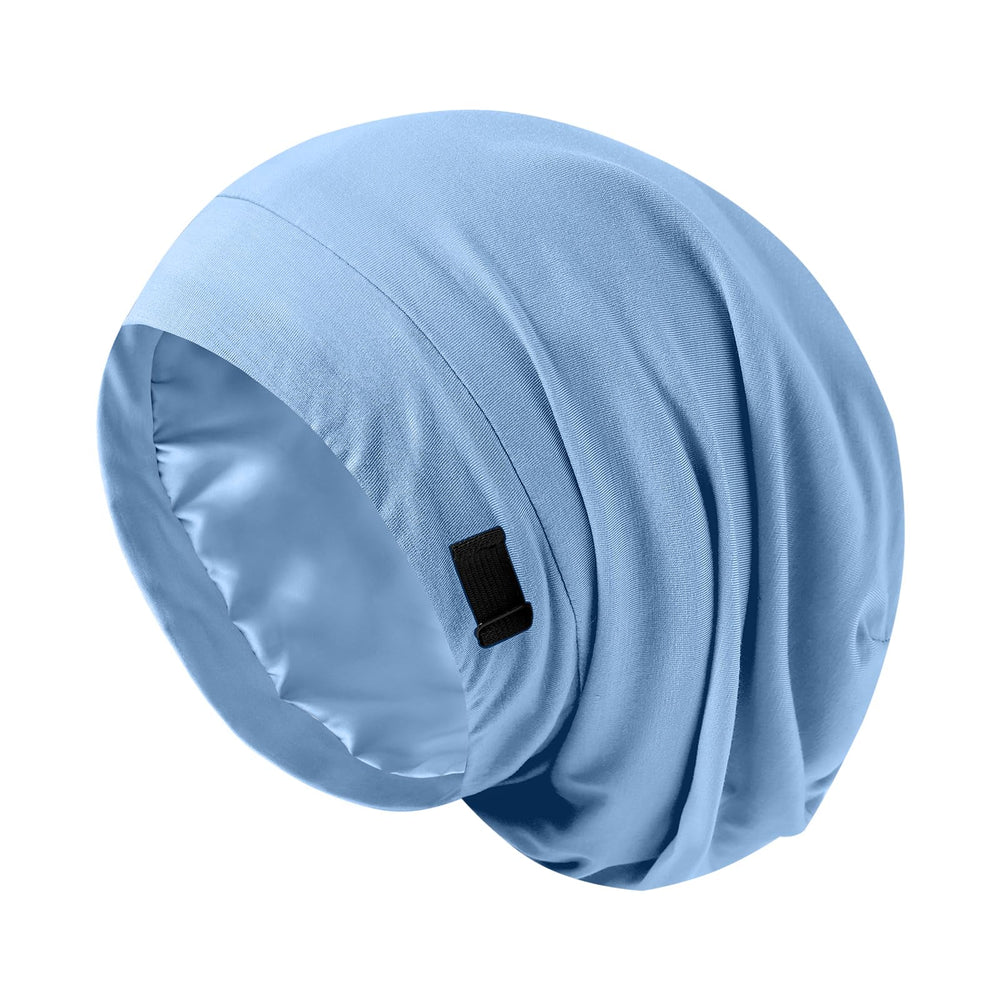 ZHENSILK front view of sleep bonnet showing neat silhouette and fit