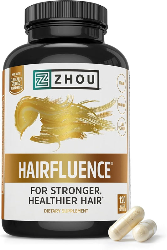 ZHOU Hairfluence front bottle showing label and benefits