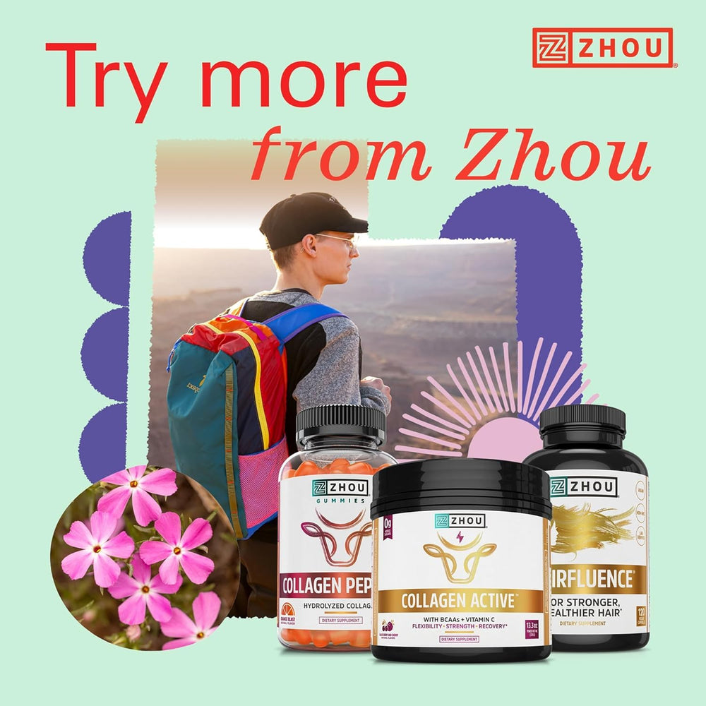 ZHOU Hairfluence bottle on bathroom counter suggesting daily routine benefits