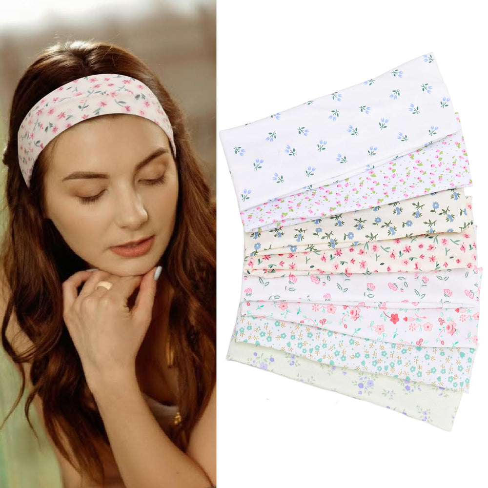 ZhouBoat front view of all eight floral headbands showing variety and convenience