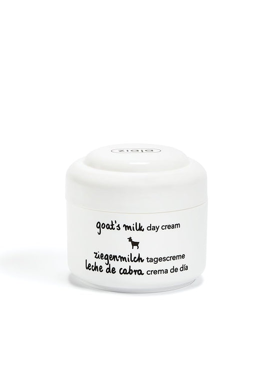 Ziaja goat's milk day cream front packaging showing jar and label for clear identification and benefit