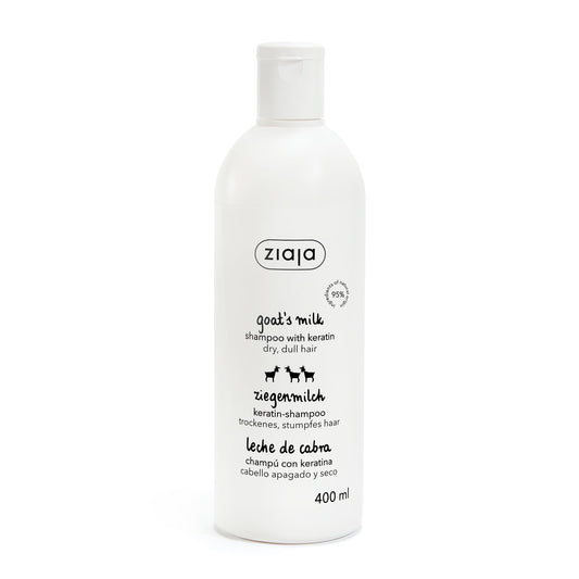 Ziaja bottle front view showing label and volume, clear product identity benefit