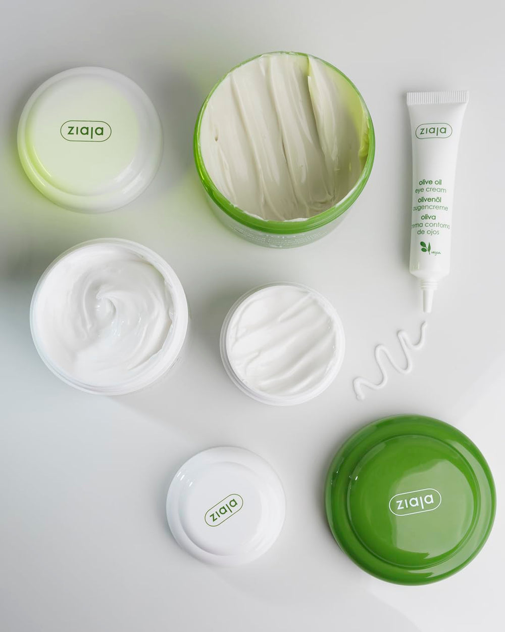 Ziaja jar on bathroom shelf in lifestyle scene suggesting daily routine use