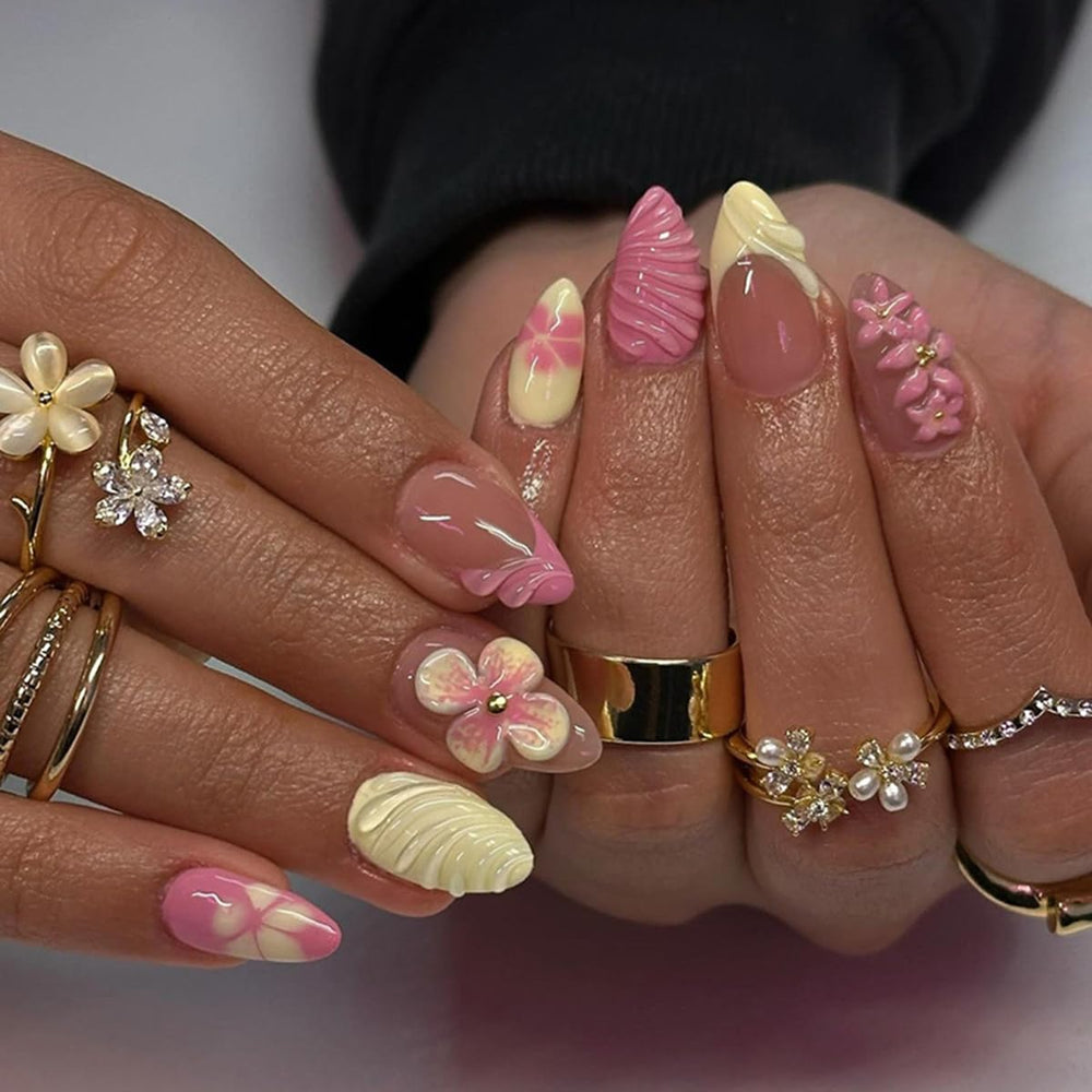 ZIFANHU front packaging showing 24-piece press-on nail kit and accessories benefit quick setup