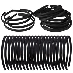Zifengcer front view pack showing 20 black satin headbands, convenient bulk gift