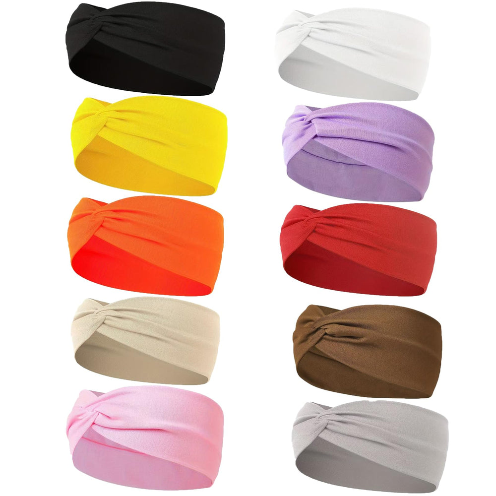Zilotusnte front view of ten headbands showing color variety and convenience